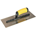 11-inch TapeTech Gold Stainless Steel FLEXX Finishing Trowel with flexible blade and yellow ergonomic handle