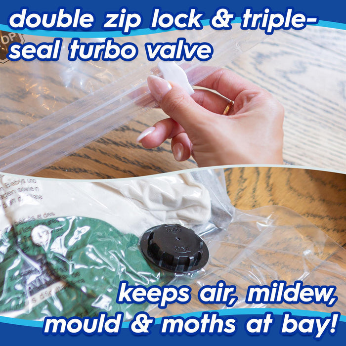 Vacuum Storage Bags with Hand Pump - 3 Sizes - White - Pack of 15