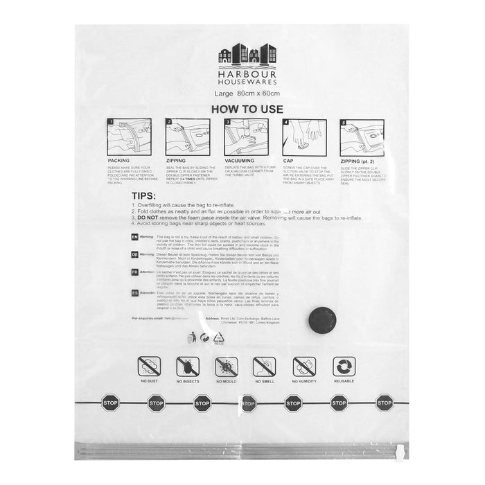 Vacuum Storage Bags with Hand Pump - 3 Sizes - White - Pack of 15