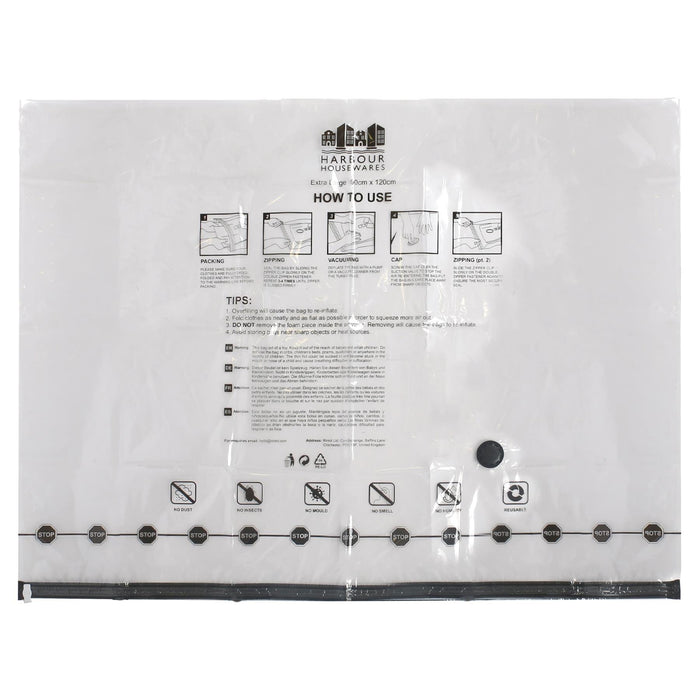 Vacuum Storage Bags with Hand Pump - Extra-Large (90 x 120cm) - Black - Pack of 5