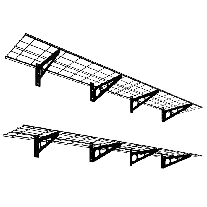 Wall Mounted Garage Shelving - Large Black