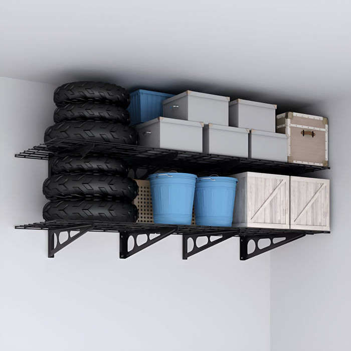 Wall Mounted Garage Shelving - Large Black