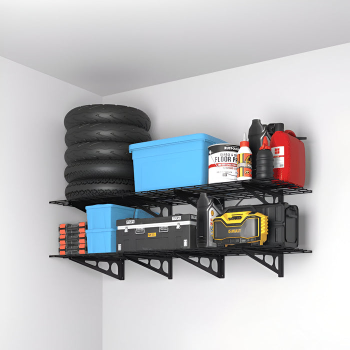 Wall Mounted Garage Shelving - Large Black