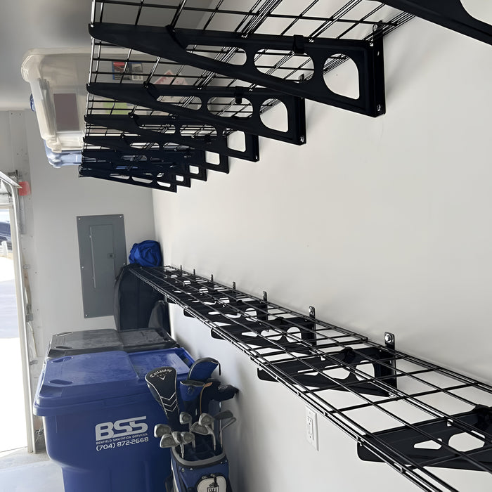 Wall Mounted Garage Shelving - Large Black