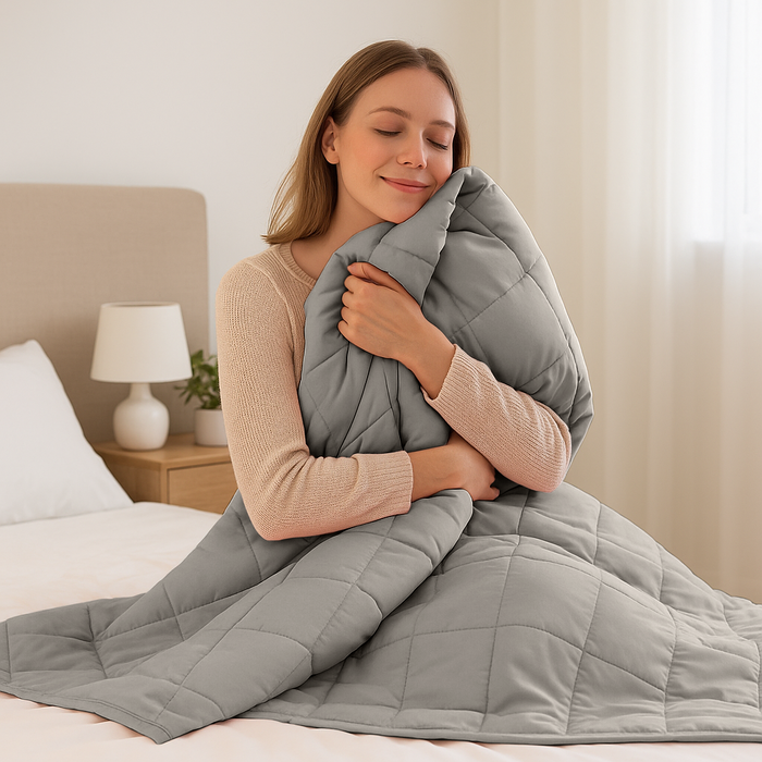 Weighted Blanket with Storage Bag - 150 x 200cm - 8kg - Grey