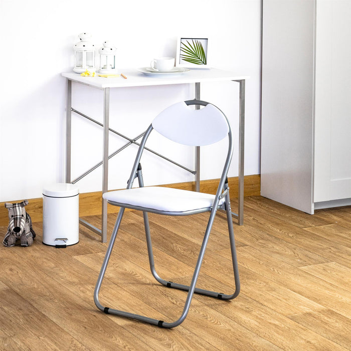 White Curved Padded Folding Chair - Pack of Six