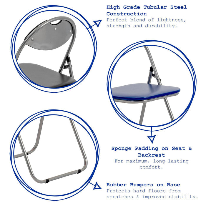 White Curved Padded Folding Chair - Pack of Six