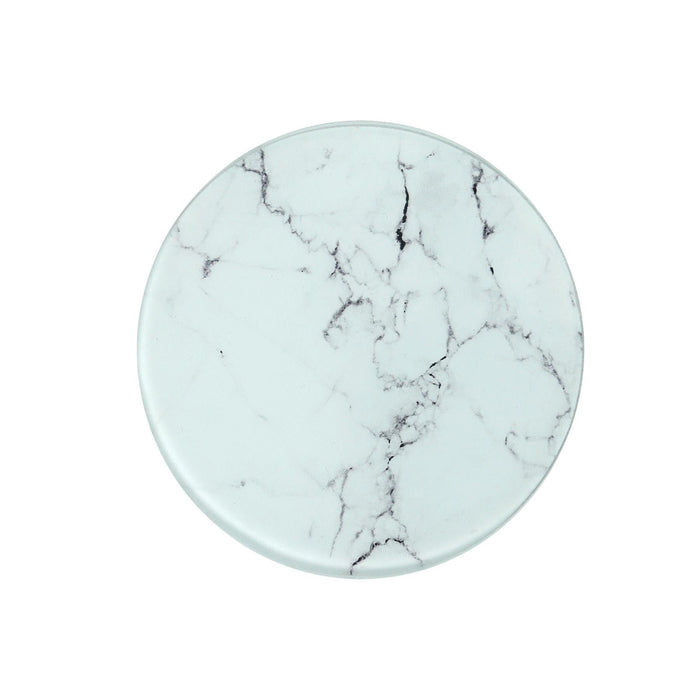 White Marble-Effect Round Glass Coasters - Pack of 6