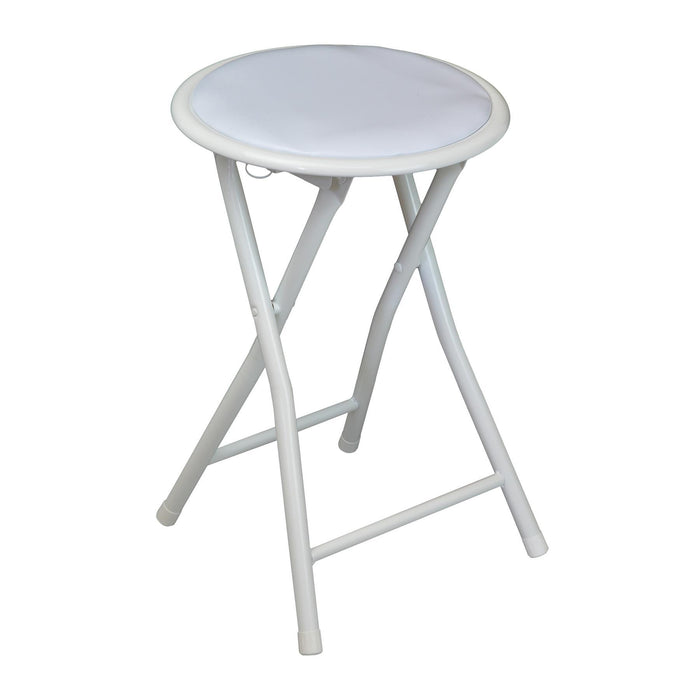 White Padded Folding Stool