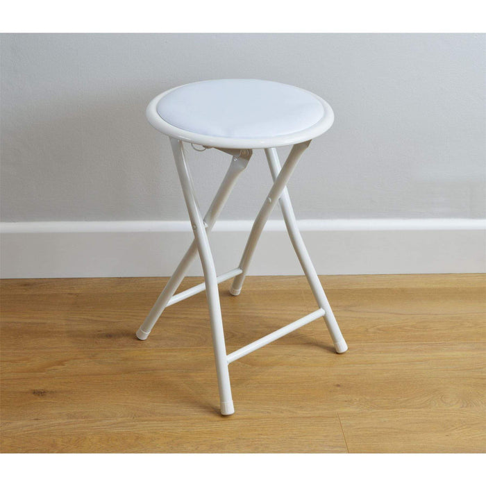 White Padded Folding Stool