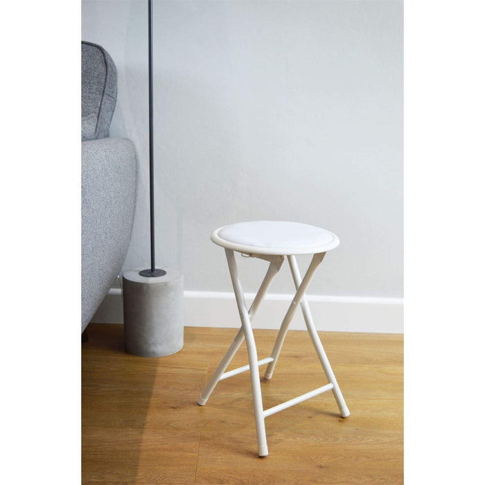 White Padded Folding Stool