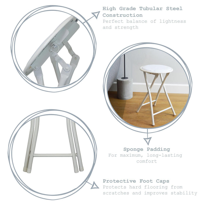 White Padded Folding Stool