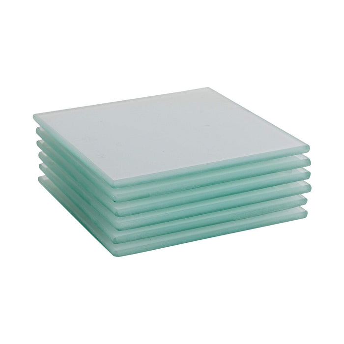 White Square Glass Coasters - Pack of 6