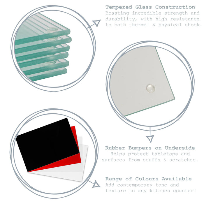 White Square Glass Coasters - Pack of 6