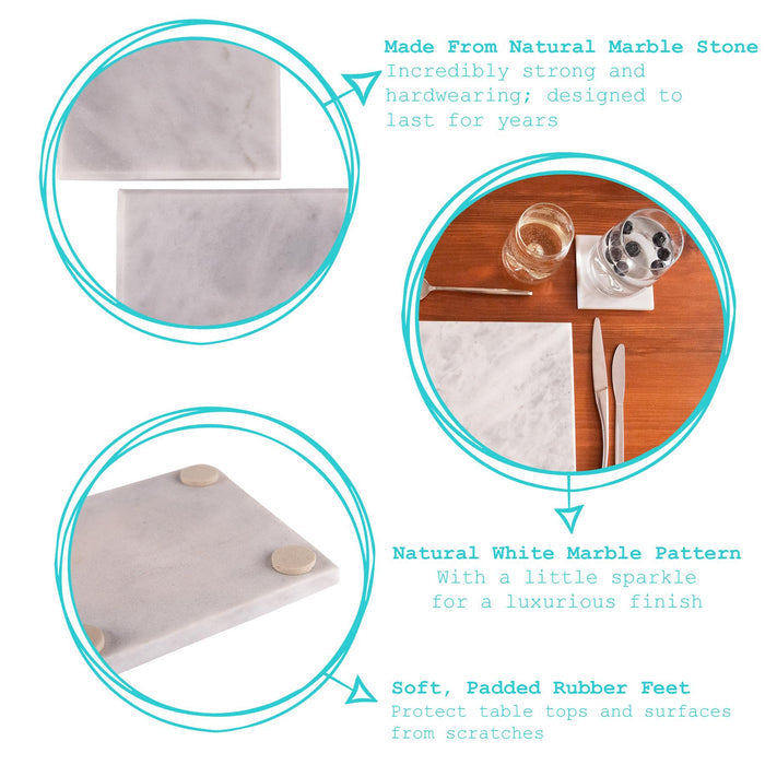 White Square Marble Coasters - Pack of 6