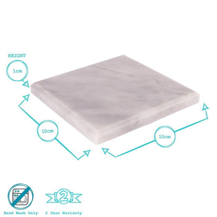 White Square Marble Coasters - Pack of 6