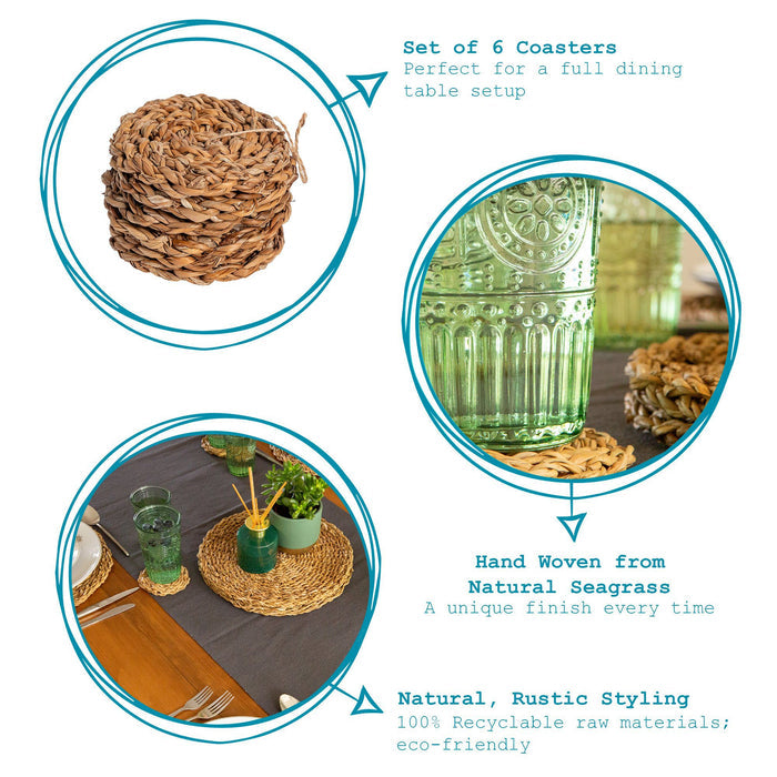 Woven Seagrass Coasters - Pack of Six