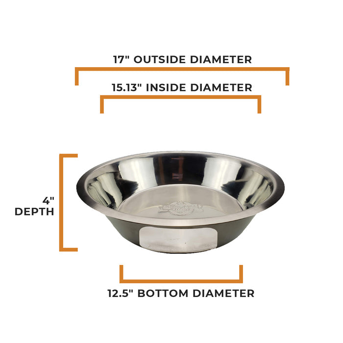 KAC-XL dimensions 17" top rim, 12.5" bottom diameter and 4" depth
