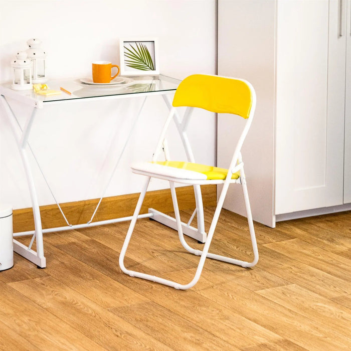 Yellow Wave Padded Folding Chair