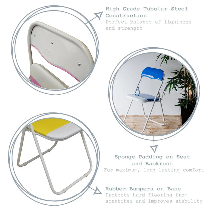 Yellow Wave Padded Folding Chair