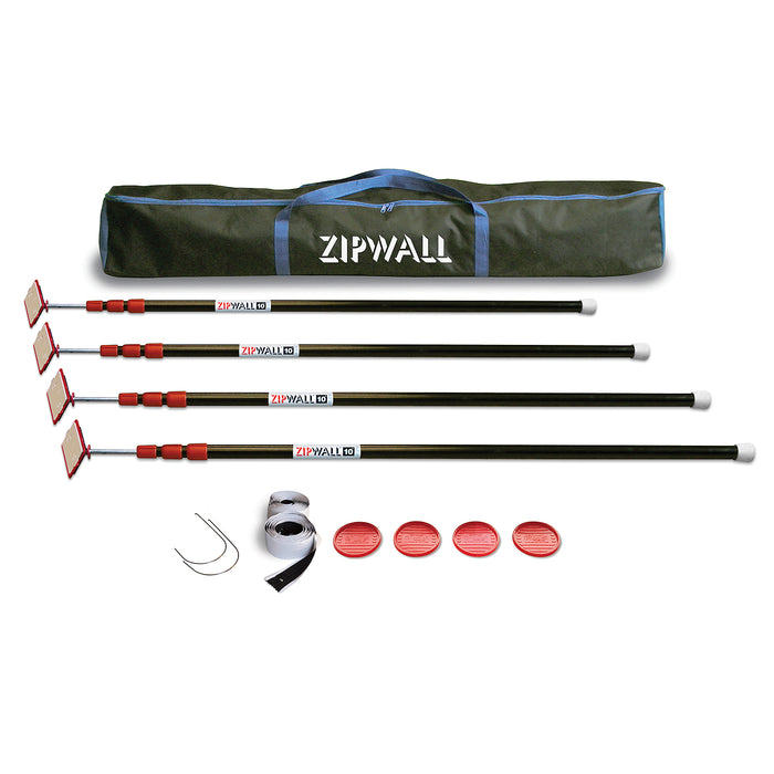 ZipWall® ZP4 ZipPole® Dust Barrier 10' Pole Kit - 4/Pack